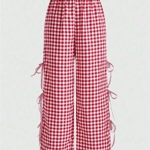 Red and White Gingham Pants